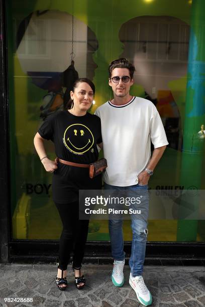 Alexi gremmel and Stacy Igel attend the Boy Meets Girl - Black Label X Smiley Original as part of Paris Fashion Week on June 23, 2018 in Paris,...