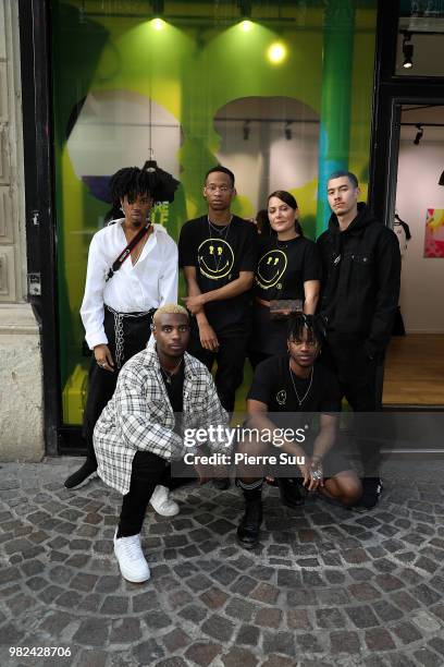 Goldsvn, sejin, 7even, Reymars Atma and Stacy Igel attendsthe Boy Meets Girl - Black Label X Smiley Original as part of Paris Fashion Week on June...