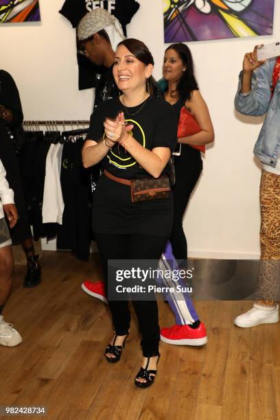 Boy meets girl founder Stacy Igel attends the Boy Meets Girl - Black Label X Smiley Original as part of Paris Fashion Week on June 23, 2018 in Paris,...