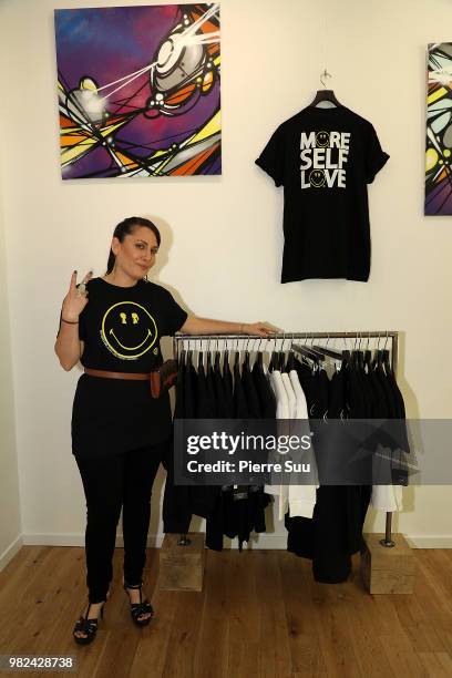 Boy meets girl founder Stacy Igel attends the Boy Meets Girl - Black Label X Smiley Original as part of Paris Fashion Week on June 23, 2018 in Paris,...