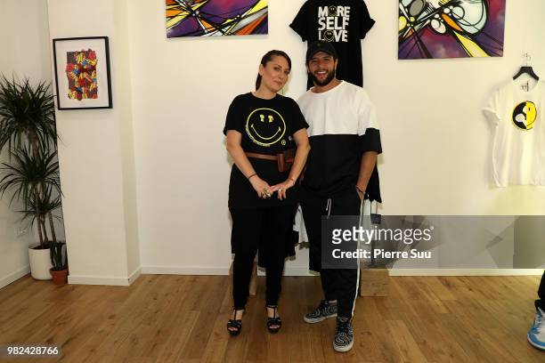 Jason Elbaz and Stacy Igel attend the Boy Meets Girl - Black Label X Smiley Original as part of Paris Fashion Week on June 23, 2018 in Paris, France.