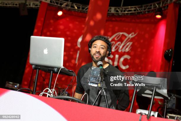 QwessCoast performs onstage at the Coca-Cola Music Studio during the 2018 BET Experience at the Los Angeles Convention Center on June 23, 2018 in Los...
