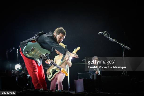 Singer Simon Neil of the band Biffy Clyro performs live on stage during the second day of the Hurricane festival on June 23, 2018 in Scheessel,...