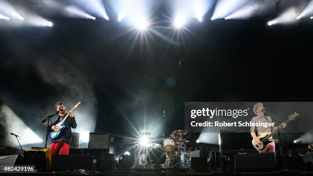 Simon Neil , Ben Johnston and James Johnston of the band Biffy Clyro performs live on stage during the second day of the Hurricane festival on June...