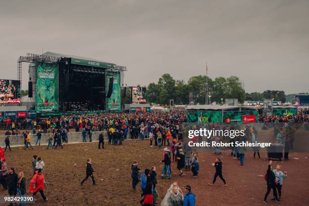 Festival goers during the second day of the Hurricane festival 2018 on June 23, 2018 in Scheessel, Germany.