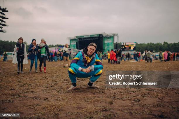 Festival goer during during the second day of the Hurricane festival 2018 on June 23, 2018 in Scheessel, Germany.