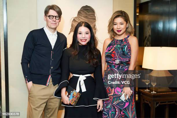 Chief curator Andrew Bolton, investor Wendy Yu and fashion designer Ye Mingzi attend the welcoming banquet for Andrew Bolton at Rosewood Hotel on...