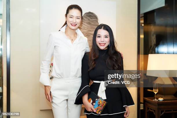 Investor Wendy Yu and actress and model Ma Yanli attend the welcoming banquet for Andrew Bolton at Rosewood Hotel on June 11, 2018 in Beijing, China....