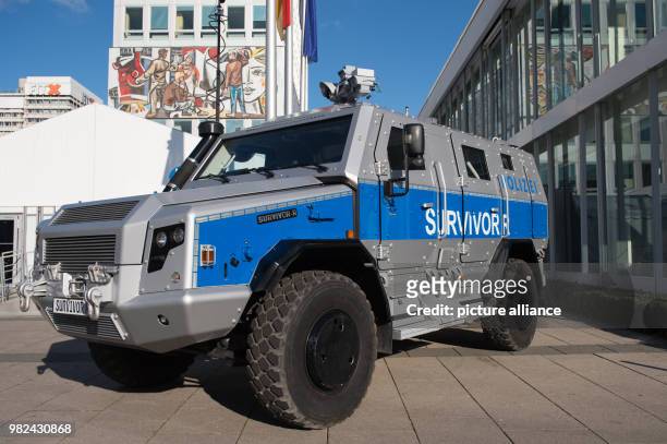 Rheinmetall Defence presents the special operations vehicle Survivor R in front of the congress hll bcc Berlin, Germany, 06 February 2018. The...