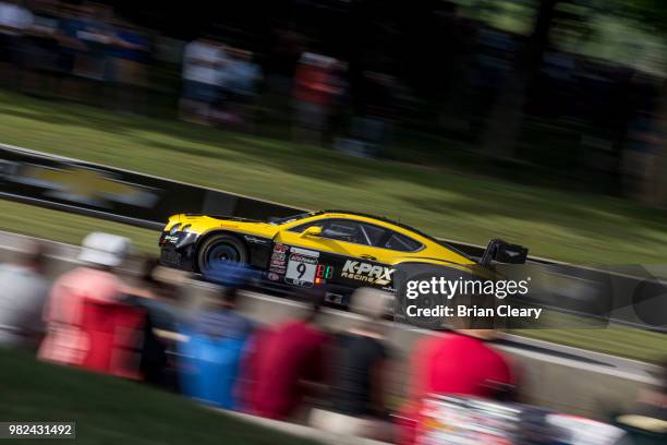 Alvaro Parente, of Portugal, drives the Bentley Continental GT3 on the track during the Pirelli World Challenge GT race at Road America on June 23,...