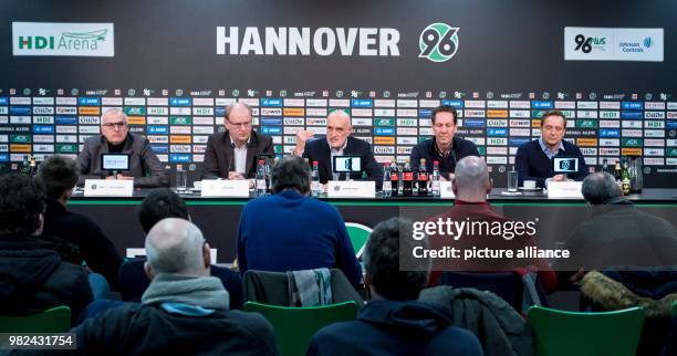 The lawyer Christoph Schickhardt , Heiko Rehberg, press speaker of Hanover 96, Martin Kind, president of the Bundesliga football team Hanover 96, Uwe...