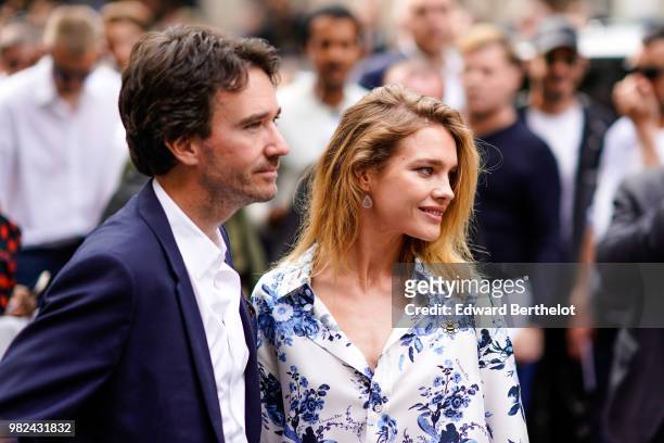 Antoine Arnault and Natalia Vodianova are seen, outside Dior, during Paris Fashion Week - Menswear Spring-Summer 2019, on June 23, 2018 in Paris,...