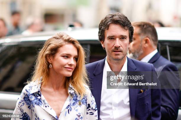 Antoine Arnault and Natalia Vodianova are seen, outside Dior, during Paris Fashion Week - Menswear Spring-Summer 2019, on June 23, 2018 in Paris,...