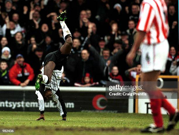 Luis Boa Morte of Fulham celebrates after scoring the first goal during the Nationwide Division One match between Fulham and Sheffield United played...