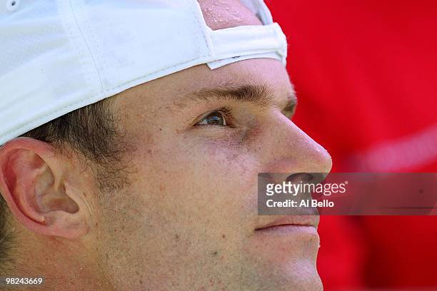 Andy Roddick of the United States looks on while playing against Tomas Berdych of the Czech Republic during the men's final of the 2010 Sony Ericsson...