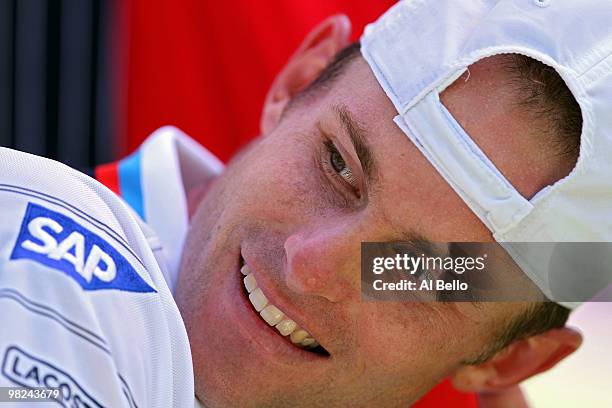 Andy Roddick of the United States looks on while playing against Tomas Berdych of the Czech Republic during the men's final of the 2010 Sony Ericsson...