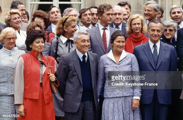 Simone Veil et son équipe de campagne pour les élections au Parlement européen, à Paris, France en mai 1984.