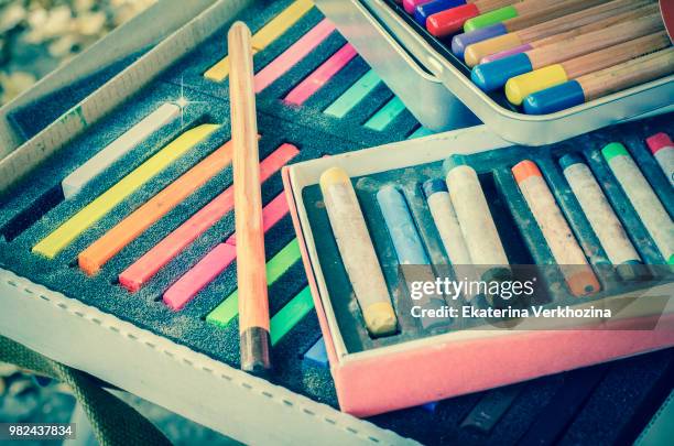 watercolor, colored pencils, drawing materials - spectrum 2014 inside stock pictures, royalty-free photos & images