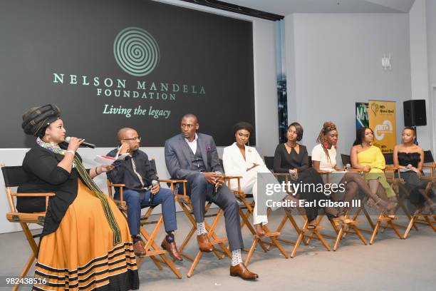 Criselda Dudumashe, Nelson Mandela Foundation CEO Sello Hatang, Bismack Biyombo, Becca, Ilwad Elman, Rokhaya Diallo, Nomzamo Mbatha, and Thando Dlomo...
