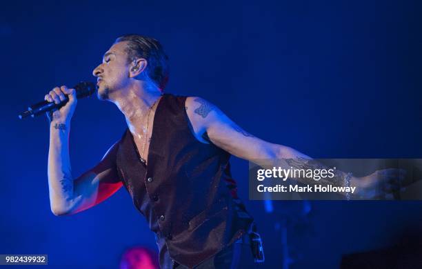 Dave Gahan of Depeche Mode performing on the main stage at Seaclose Park on June 23, 2018 in Newport, Isle of Wight.