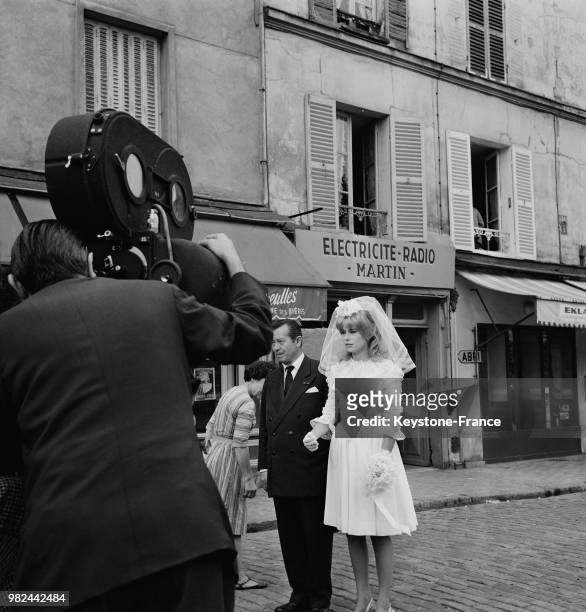Wedding Scene With Catherine Deneuve On Set Of Movie Le Vice Et La Vertu - Vice And Virtue - Directed By Roger Vadim, July 30, 1962.