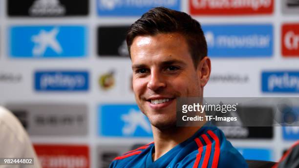 Cesar Azpilicueta of Spain attends the press conference prior to a training session on June 8, 2018 in Krasnodar, Russia.