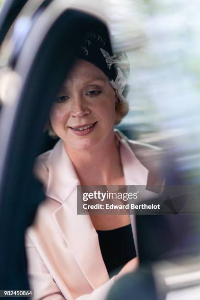 Gwendoline Christie is seen, outside Dior, during Paris Fashion Week - Menswear Spring-Summer 2019, on June 23, 2018 in Paris, France.