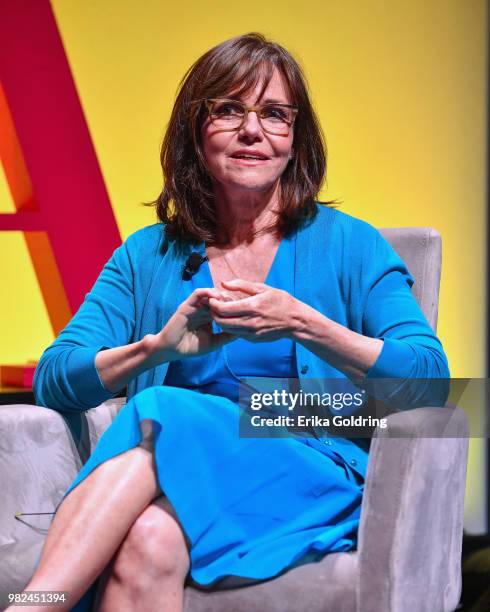 Actor Sally Field discusses her forthcoming memoir titled, 'In Pieces', during the 2018 American Library Association Annual Conference at Ernest N....