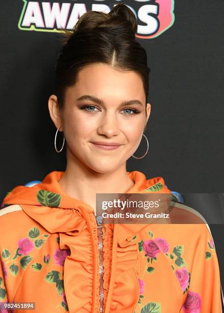 Savannah Outen arrives at the 2018 Radio Disney Music Awards at Loews Hollywood Hotel on June 22, 2018 in Hollywood, California.