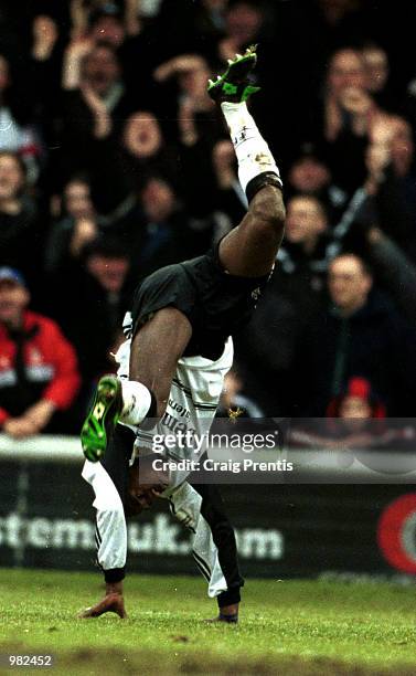 Luis Boa Morte of Fulham celebrates after scoring the first goal during the Nationwide Division One match between Fulham and Sheffield United played...