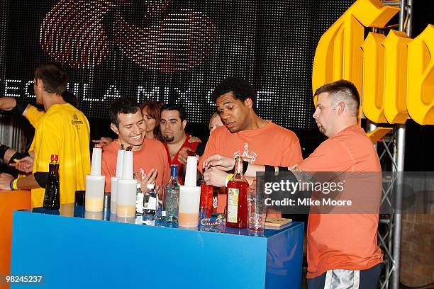 Contestants participate in the Cocktail Mix off at the Cuervo games on April 3, 2010 in Tempe, Arizona.