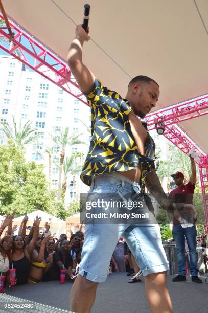 Rapper Shad "Bow Wow" Moss performs at the Flamingo Go Pool Dayclub at Flamingo Las Vegas on June 23, 2018 in Las Vegas, Nevada.