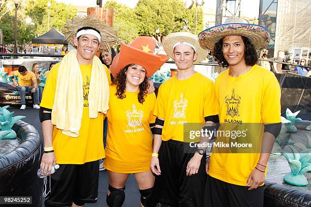 Competitors show off their head gear during the Cuervo games on April 3, 2010 in Tempe, Arizona.