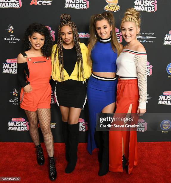 S & Oh's arrives at the 2018 Radio Disney Music Awards at Loews Hollywood Hotel on June 22, 2018 in Hollywood, California.