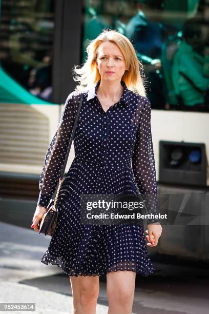 Delphine Arnault is seen, outside Dior, during Paris Fashion Week - Menswear Spring-Summer 2019, on June 23, 2018 in Paris, France.