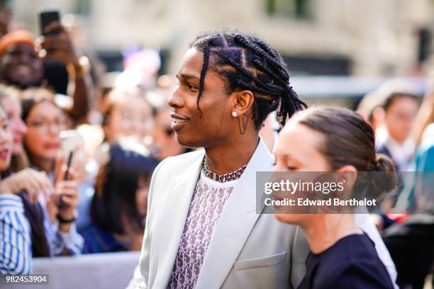 Rocky is seen, outside Dior, during Paris Fashion Week - Menswear Spring-Summer 2019, on June 23, 2018 in Paris, France.