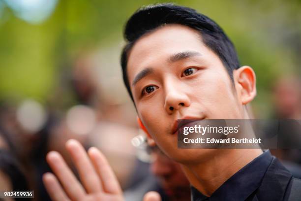 Jung Hae is seen, outside Dior, during Paris Fashion Week - Menswear Spring-Summer 2019, on June 23, 2018 in Paris, France.