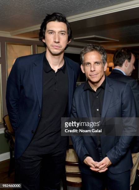 Adam Driver and Ben Stiller attend the Screenwriters Tribute Dinenr at the 2018 Nantucket Film Festival - Day 4 on June 23, 2018 in Nantucket,...