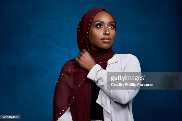 Aysha Harun poses for a portrait at the Getty Images Portrait Studio at the 9th Annual VidCon US at Anaheim Convention Center on June 22, 2018 in...