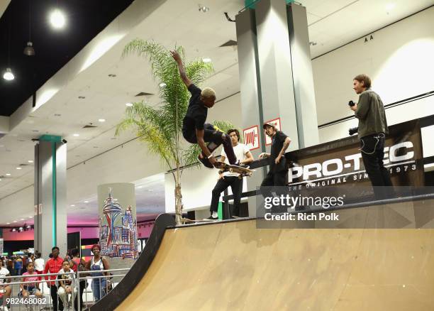 Leandre Sanders skates during Fanfest during the 2018 BET Experience at Los Angeles Convention Center on June 23, 2018 in Los Angeles, California.