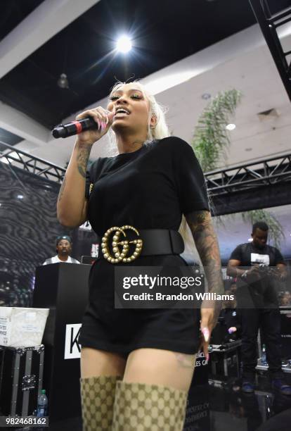 Cuban Doll performs during Kicksperience at the 2018 BET Experience Fan Fest at Los Angeles Convention Center on June 23, 2018 in Los Angeles,...