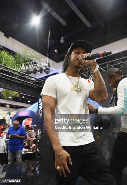 Perico performs during Kicksperience at the 2018 BET Experience Fan Fest at Los Angeles Convention Center on June 23, 2018 in Los Angeles, California.