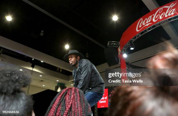 Guest performs onstage at the Coca-Cola Music Studio during the 2018 BET Experience at the Los Angeles Convention Center on June 23, 2018 in Los...