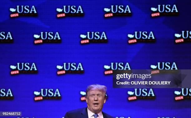 President Donald Trump speaks during a roundtable discussion on tax reform at the South Point Hotel Casino and Spa in Las Vegas, Nevada, on June 23,...