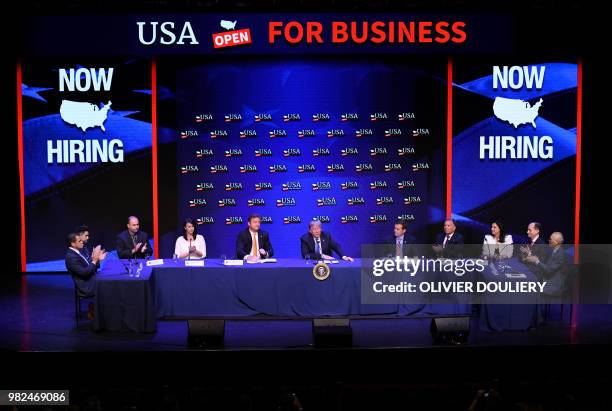 President Donald Trump speaks during a roundtable discussion on tax reform at the South Point Hotel Casino and Spa in Las Vegas, Nevada, on June 23,...