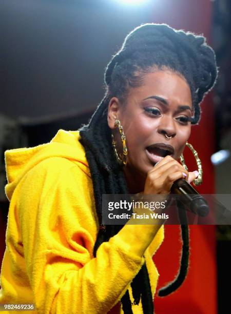 Bri Steves performs onstage at the Coca-Cola Music Studio during the 2018 BET Experience at the Los Angeles Convention Center on June 23, 2018 in Los...