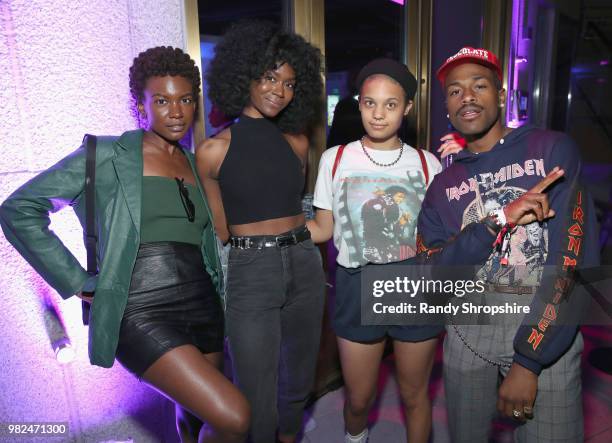 Alex Belle, Isis Valentino and guests attend The Late Night Brunch during the 2018 BET Experience at OUE Skyspace LA on June 21, 2018 in Los Angeles,...