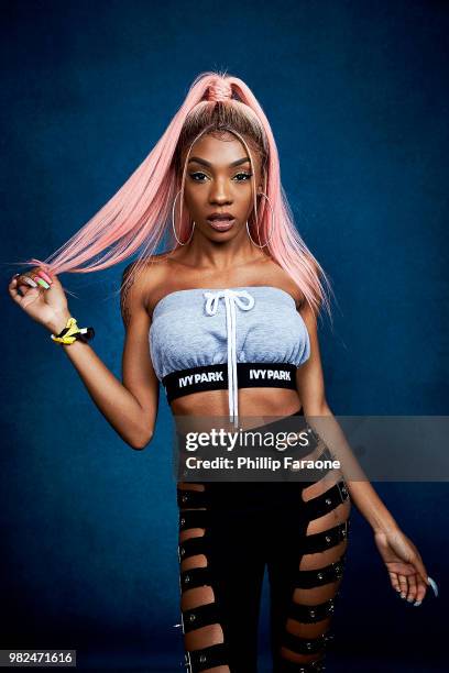 Kellie Sweet poses for a portrait at the Getty Images Portrait Studio at the 9th Annual VidCon US at Anaheim Convention Center on June 22, 2018 in...