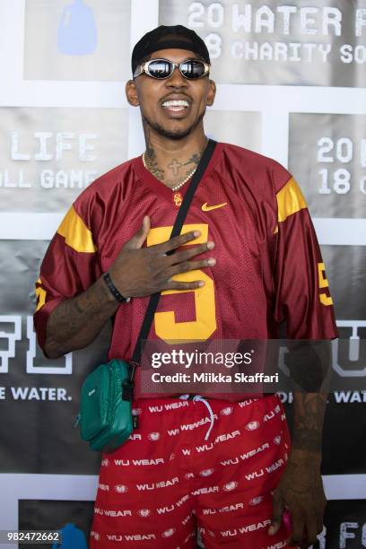 Golden State Warriors guard Nick Young arrives at Water For Life Charity Softball Game at Oakland-Alameda County Coliseum on June 23, 2018 in...