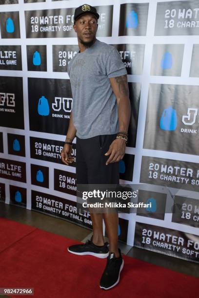 Golden State Warriors forward David West arrives at Water For Life Charity Softball Game at Oakland-Alameda County Coliseum on June 23, 2018 in...